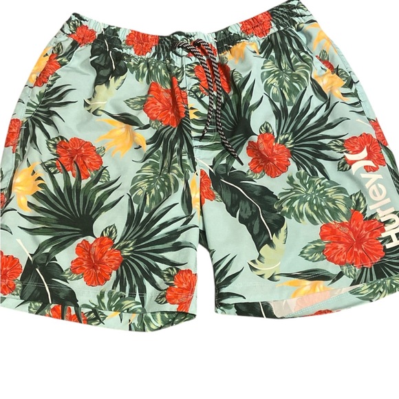 Hurley Tropical Floral Swim Shorts - Red and Green - Picture 1 of 4